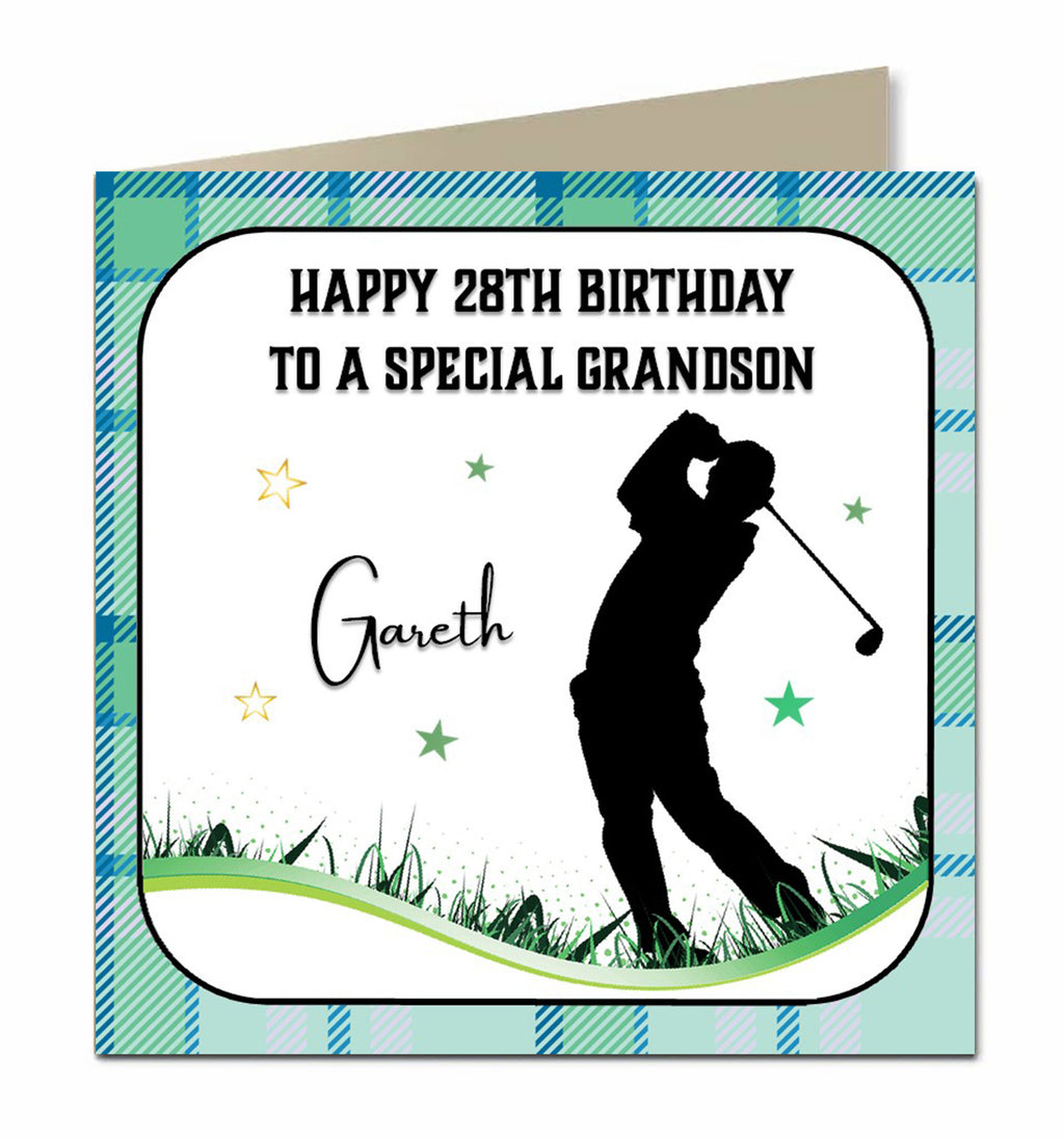 Personalised 28th Birthday Card - Golfer Silhouette