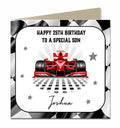 Personalised 25th Birthday Card - Red Racing Car