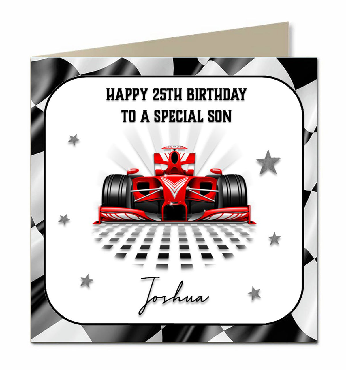 Personalised 25th Birthday Card - Red Racing Car