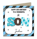 Personalised 25th Birthday Card - Colourful Son Lettering