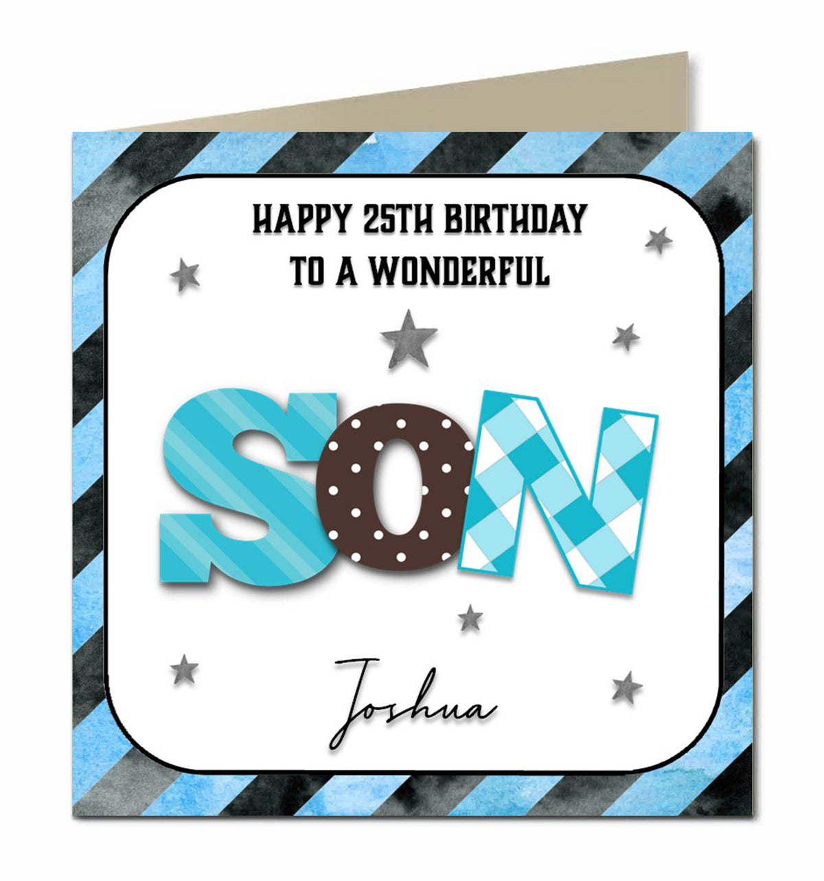 Personalised 25th Birthday Card - Colourful Son Lettering