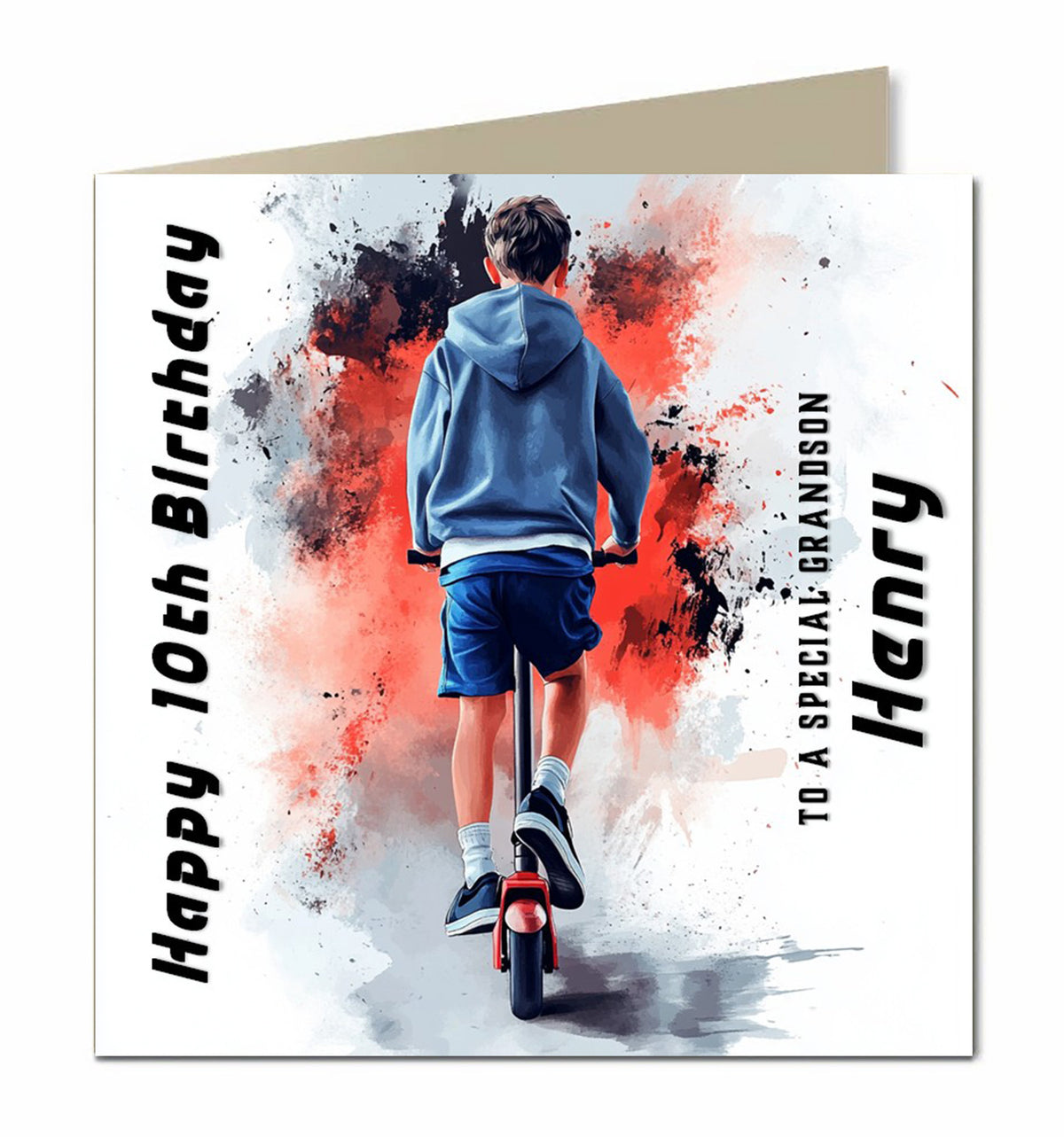 Personalised Birthday Card - Boy on a Scooter