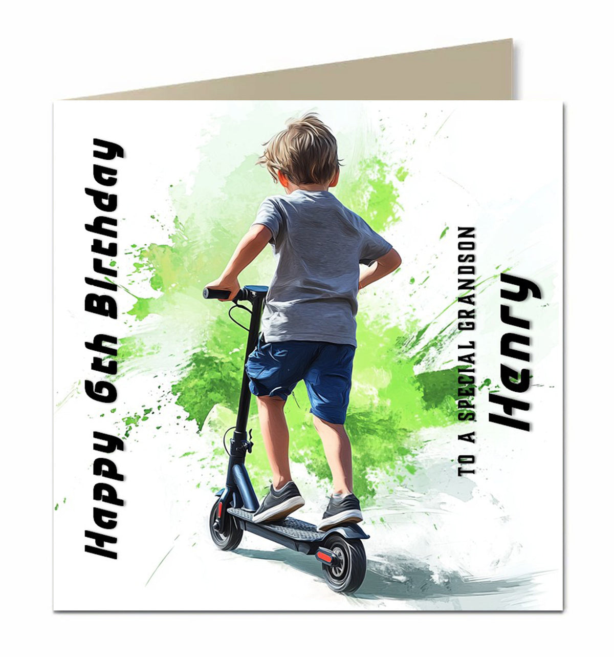 Personalised Birthday Card - Boy on a Scooter