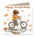 Personalised 3rd Birthday Card - Boy Riding a Bicycle