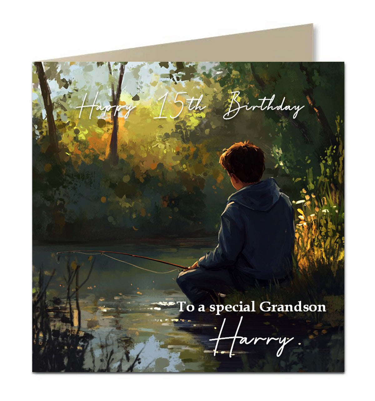Birthday Card for Grandson, Son, Brother Nephew, Fishing, Personalised