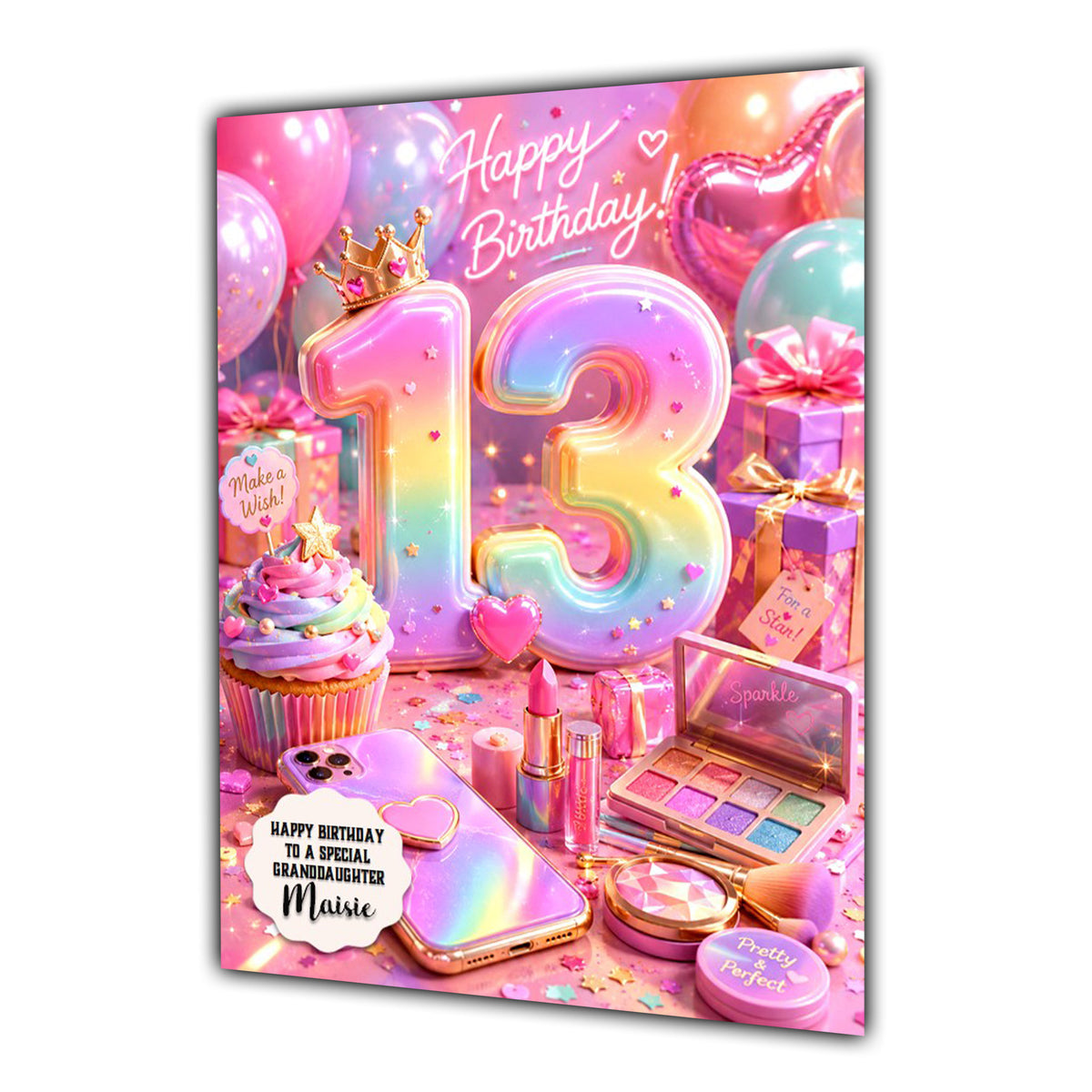 13th Birthday Card Beauty Girl Granddaughter Daughter  Large A5 Size