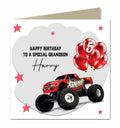 Personalised Birthday Card, Male, Boys, Son, Grandson, Nephew, Friend, Boyfriend, Great Grandson, Brother, Monster Truck