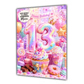 13th Birthday Card Sweets & Cake Girl Granddaughter Daughter  Large A5 Size