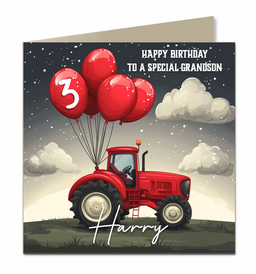Birthday Card for Grandson, Son, Nephew, Brother, Farm Tractor, Personalised