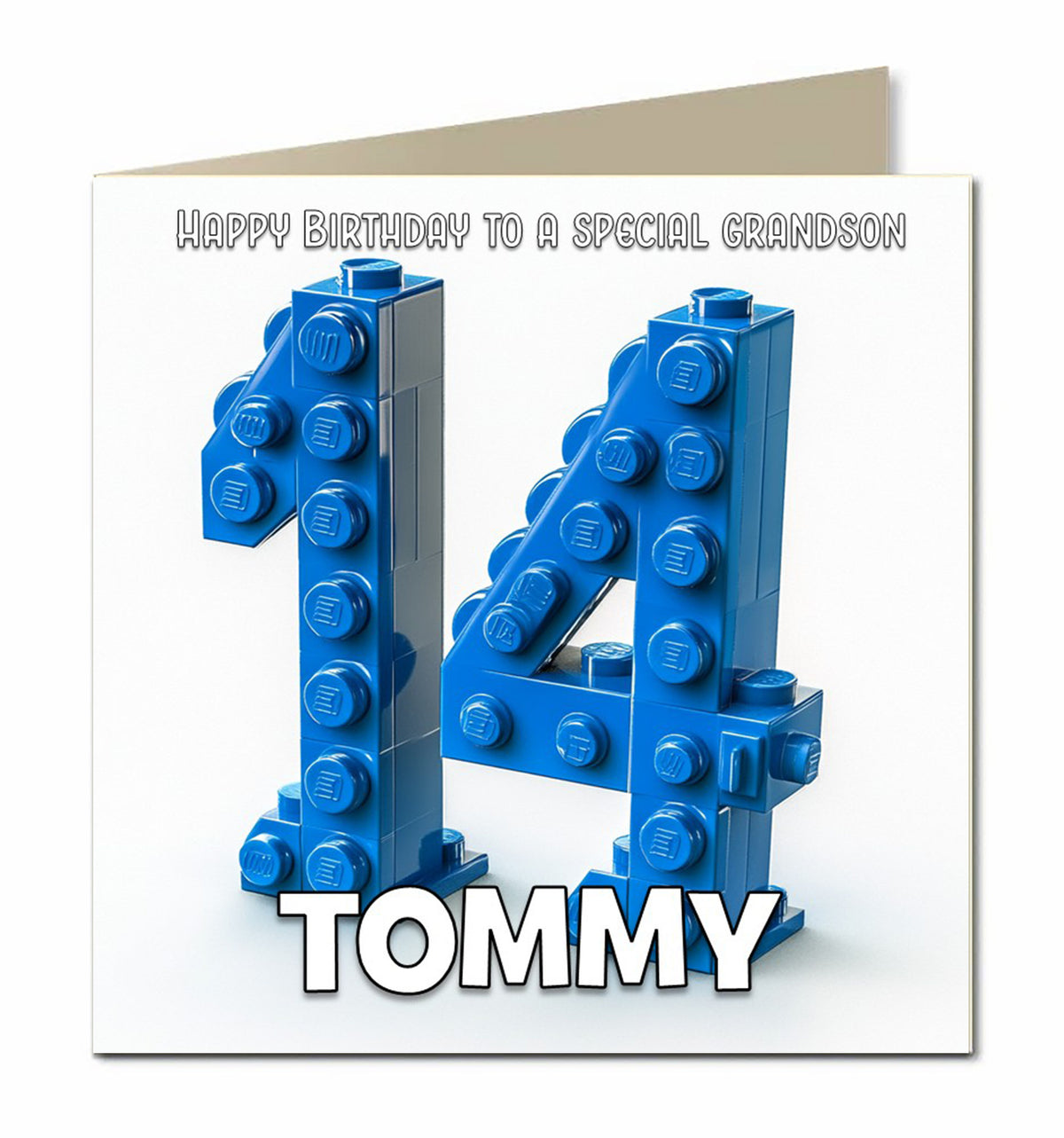 Personalised 14th Birthday Card - Building Brick Birthday Number