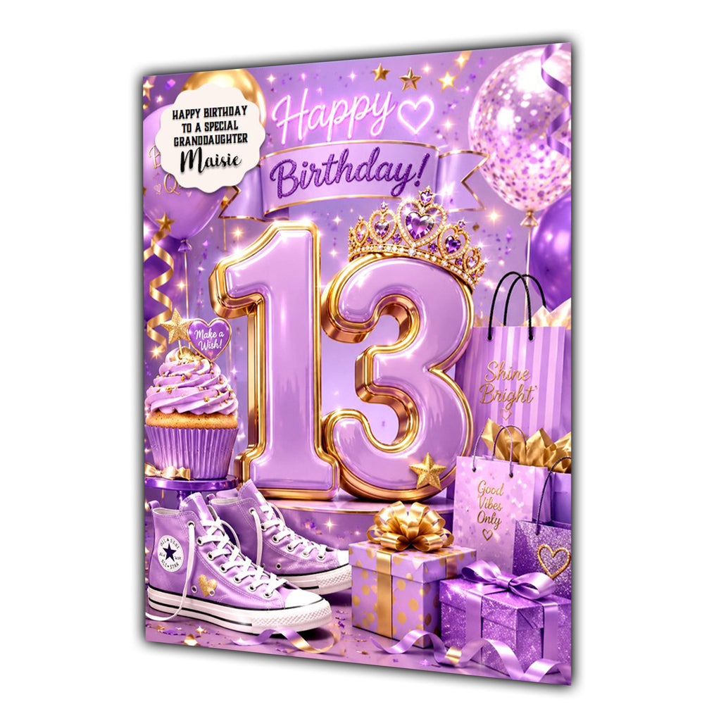 13th Birthday Card Trainer Girl Granddaughter Daughter  Large A5 Size