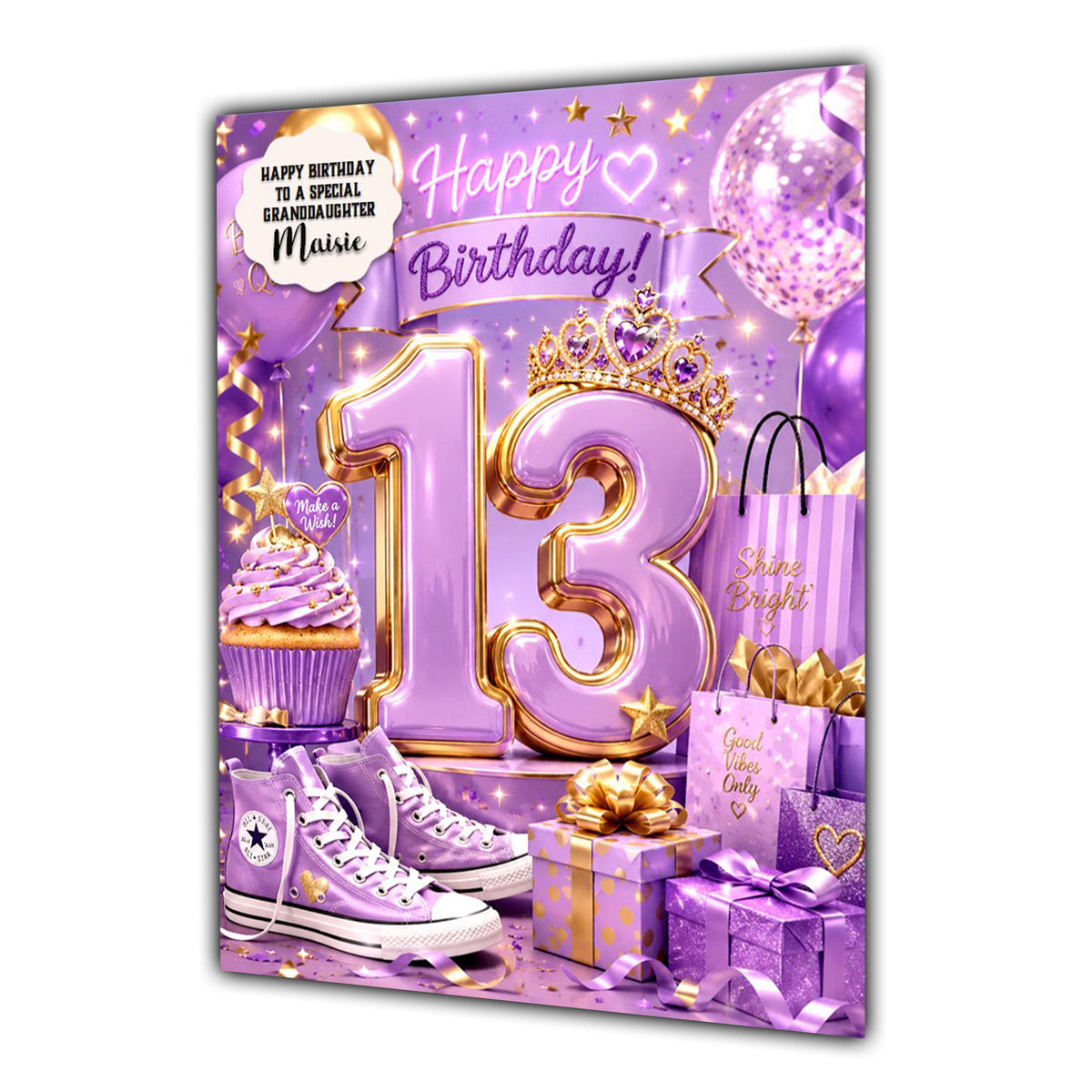 13th Birthday Card Trainer Girl Granddaughter Daughter  Large A5 Size