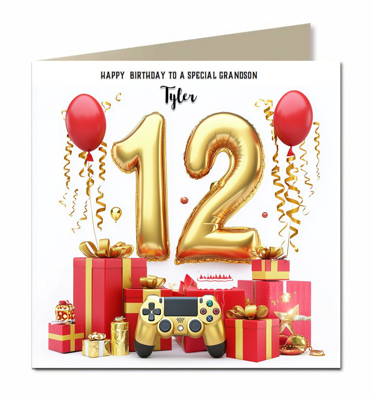 12th Birthday Card for Boys, Grandson, Son, Brother Gaming, Personalised