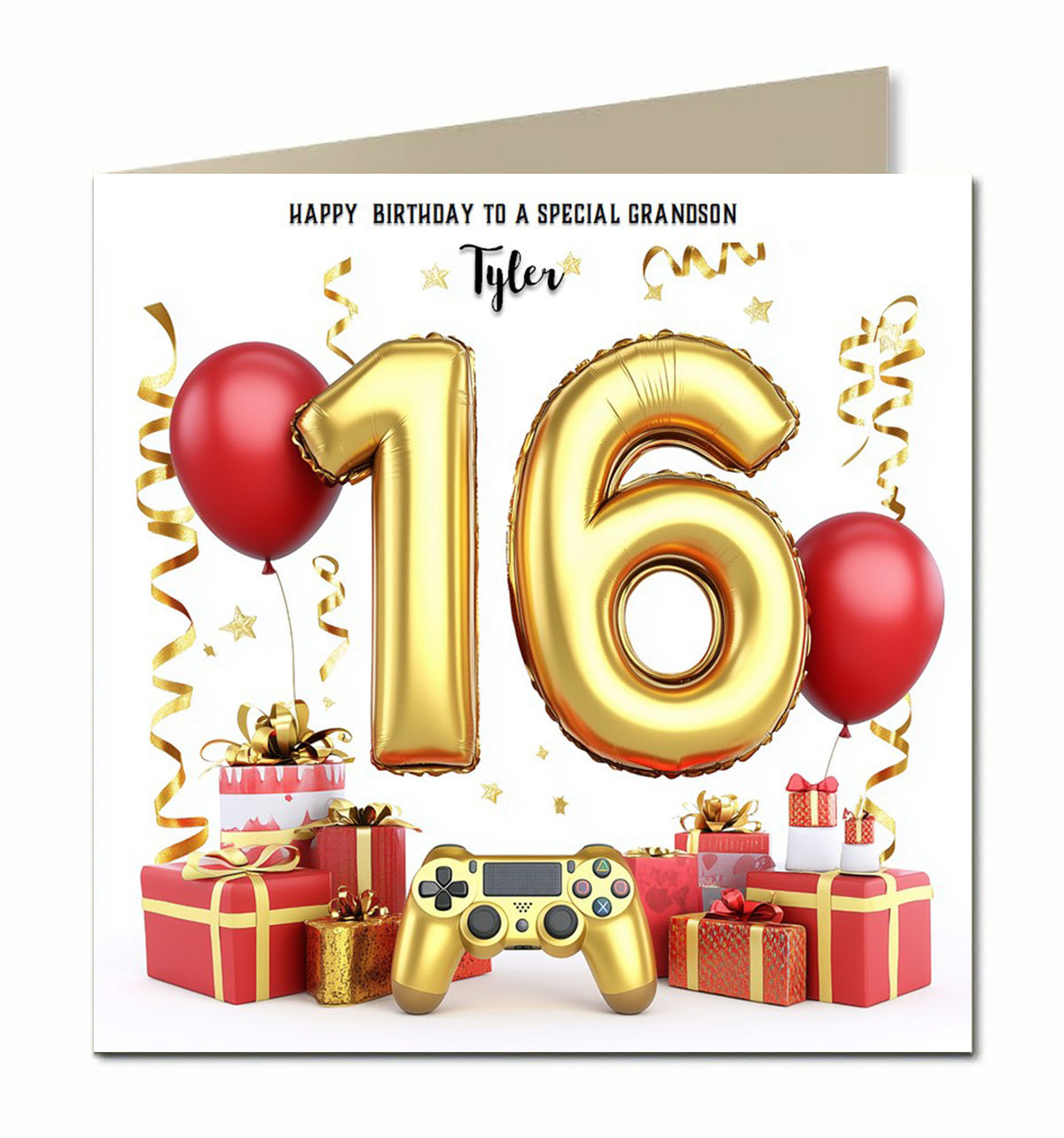 16th Birthday Card for Boys, Grandson, Son, Brother Gaming, Personalised