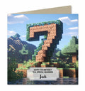 Personalised 7th Birthday Card - Block World Birthday Number