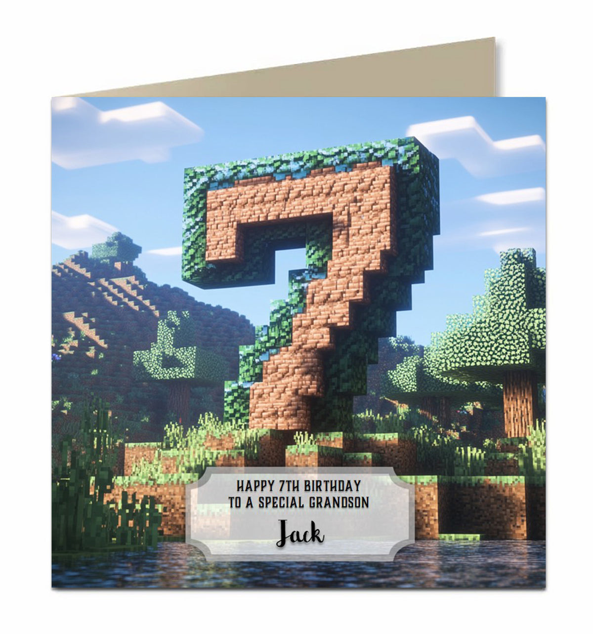 Personalised 7th Birthday Card - Block World Birthday Number