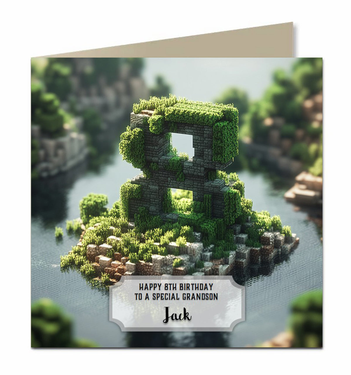 Personalised 8th Birthday Card - Block World Birthday Number