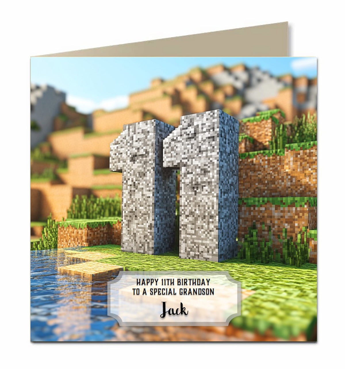 Personalised 11th Birthday Card - Block World Birthday Number