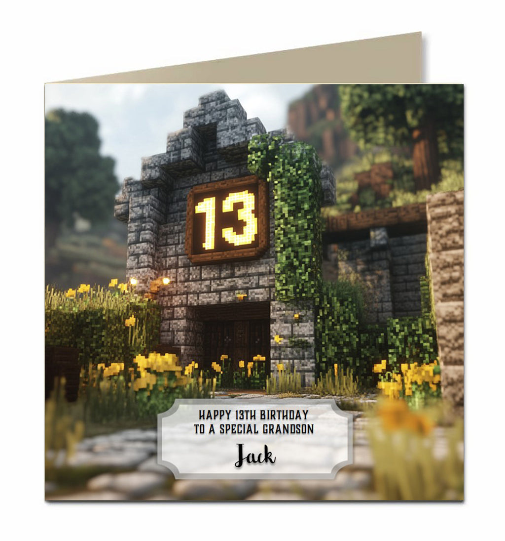 Personalised 13th Birthday Card - Block World Birthday Number