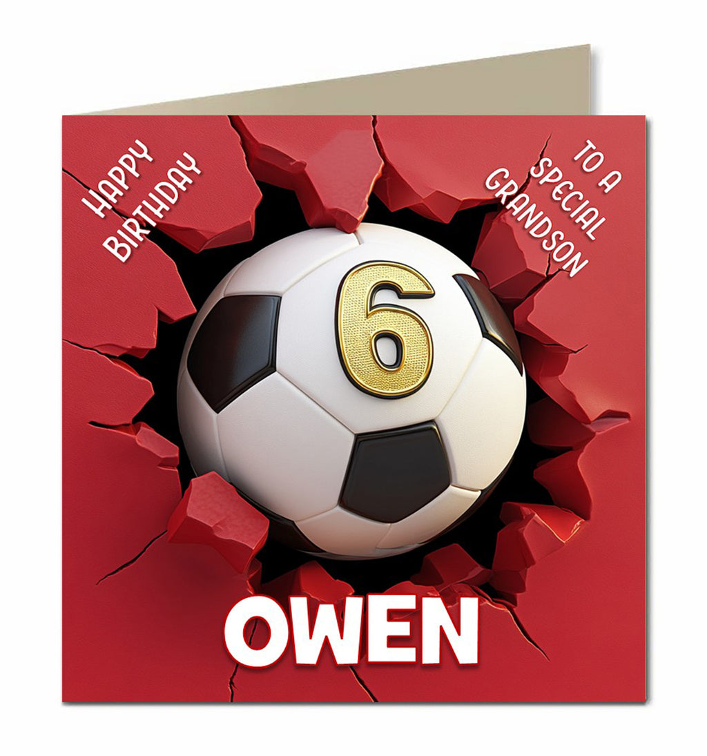 6th Birthday Card for Boys, Son, Grandson, Brother, Nephew, Friend, Football