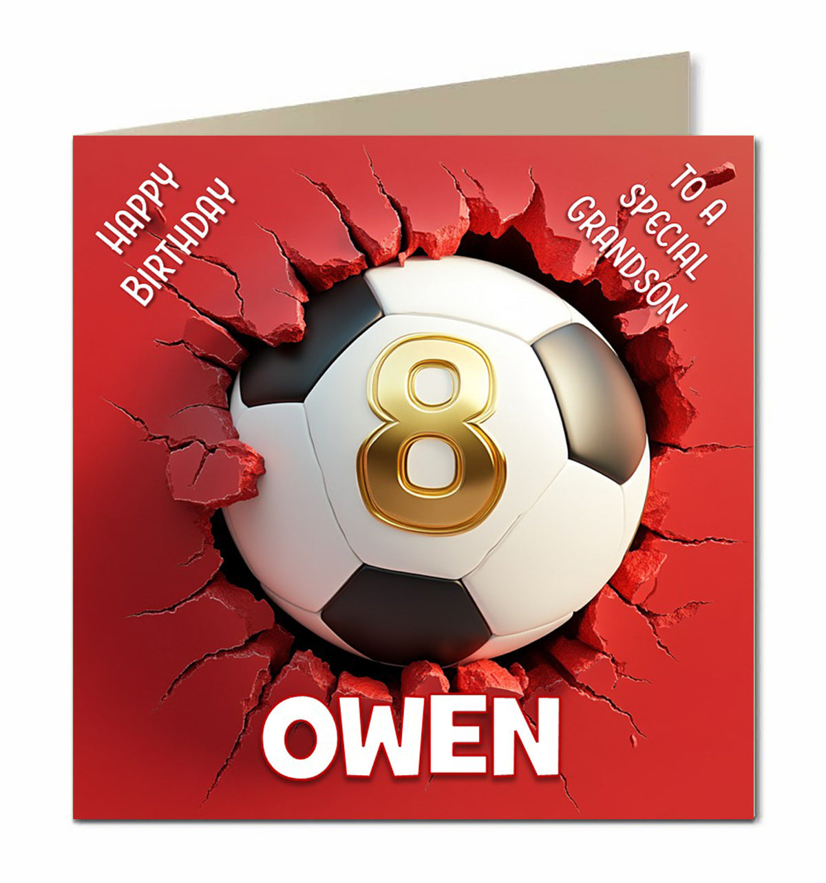 8th Birthday Card for Boys, Grandson, Son, Nephew, Football, Personalised