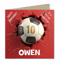 10th Birthday Card for Boys, Grandson, Son, Nephew, Football, Personalised