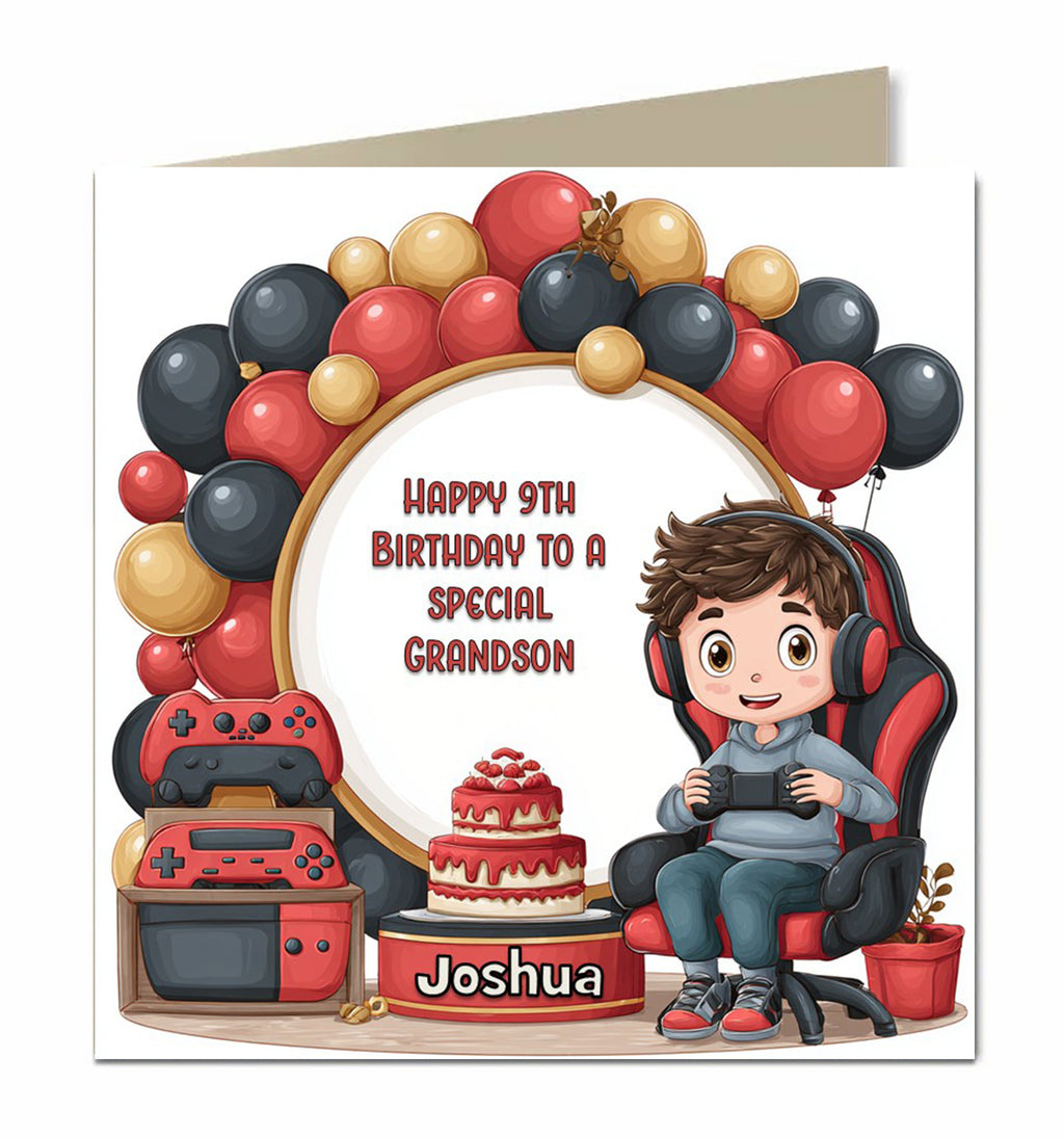 Birthday Card for Boys, Son, Grandson, Brother, Nephew, Gaming, Gamer Personalised,