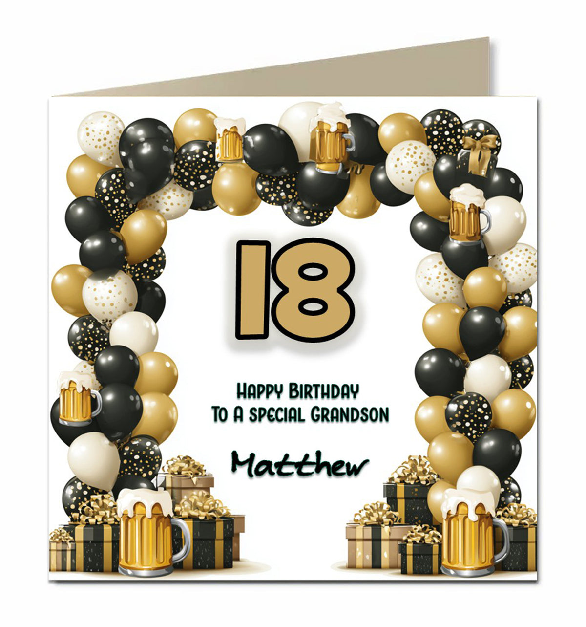 18th Birthday Card for Boys, Son, Grandson, Great Grandson, Nephew, Friend, Step Son, Godson, Brother, personalised, Balloons