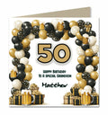 50th Birthday Card for Boys, Son, Grandson, Great Grandson, Dad, Nephew, Friend, Brother, Neighnour. In Law, Personalised, Balloons