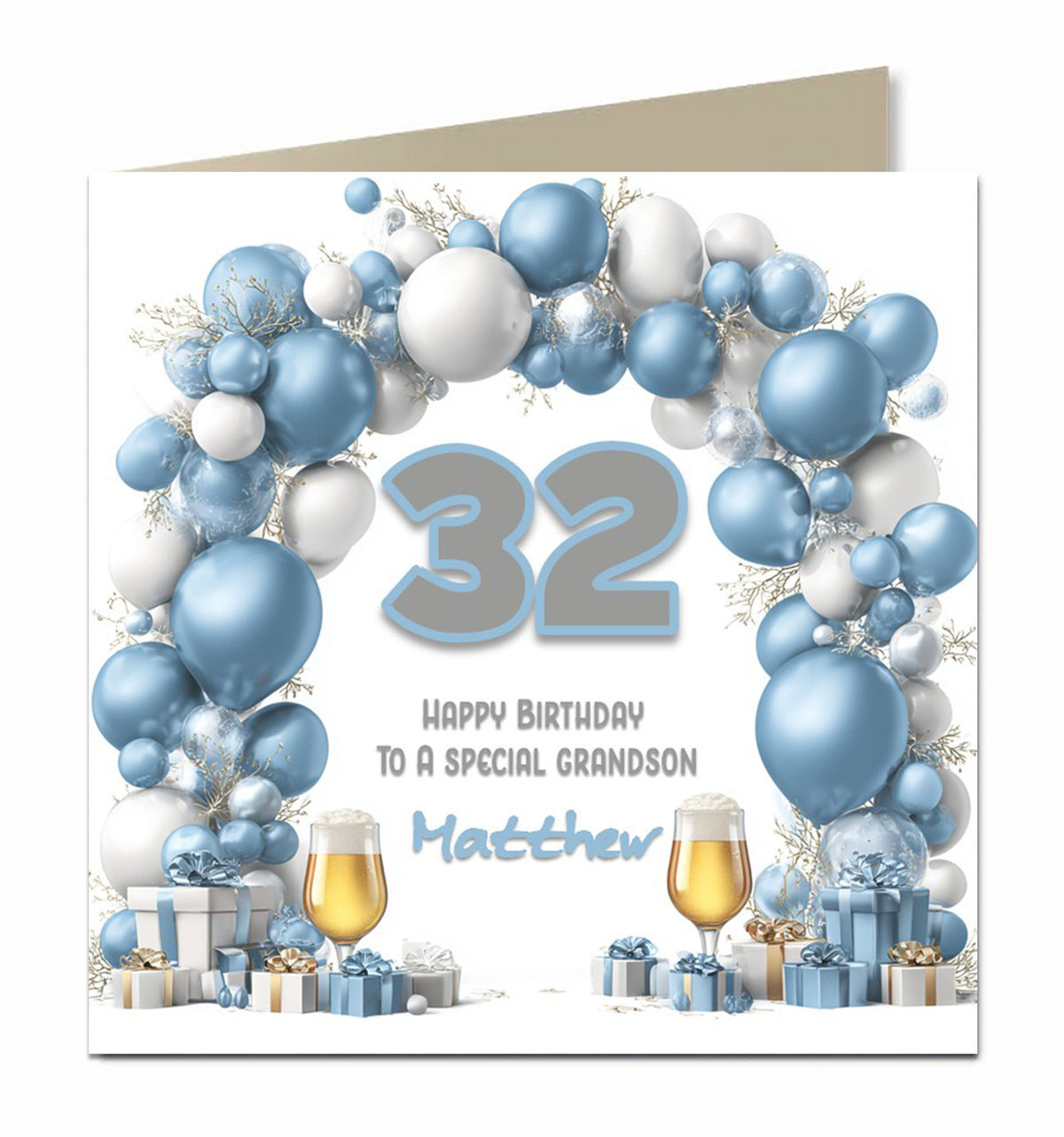Personalised Birthday Card - Blue and Silver Birthday Balloons