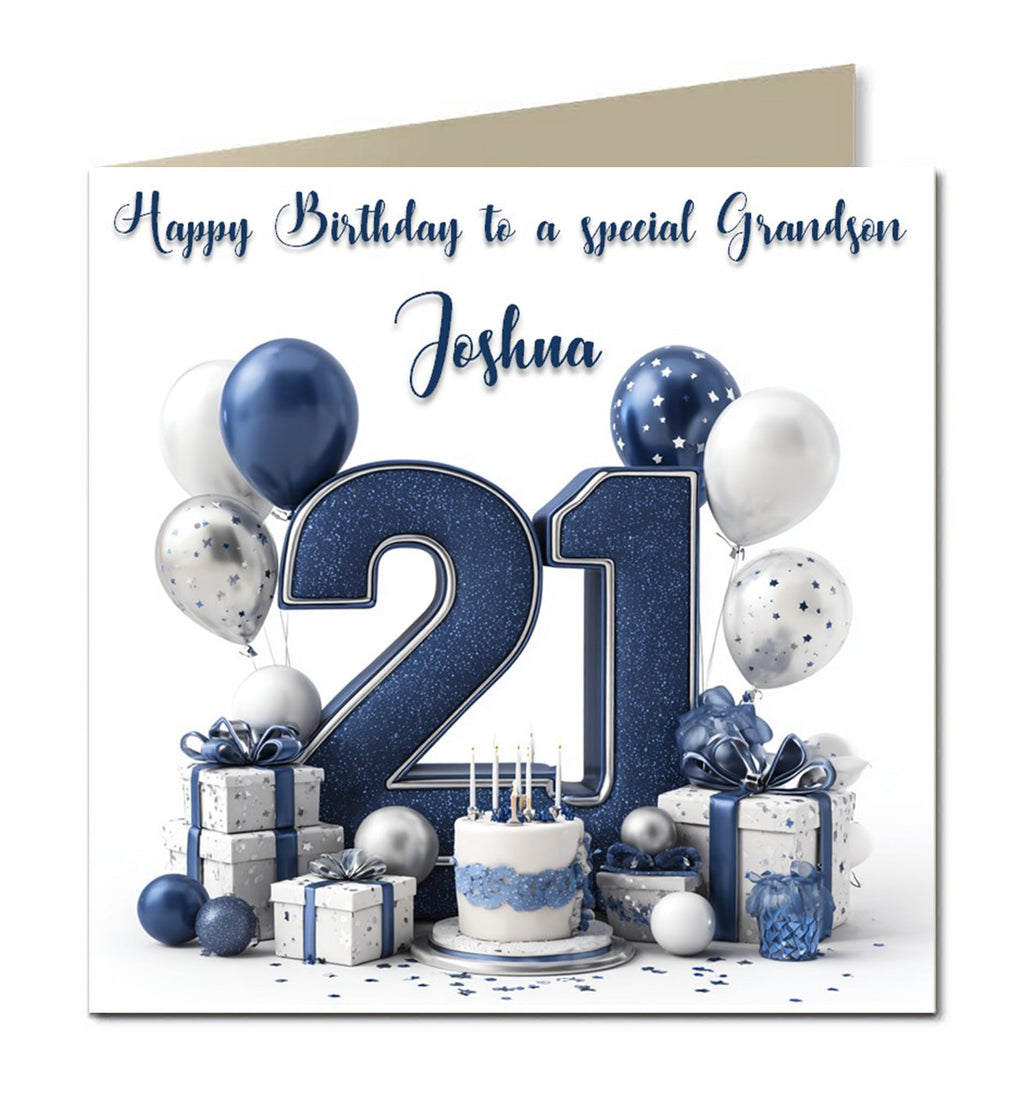 21st Birthday Card for Men, Grandson, Son, Brother, Nephew, Personalised