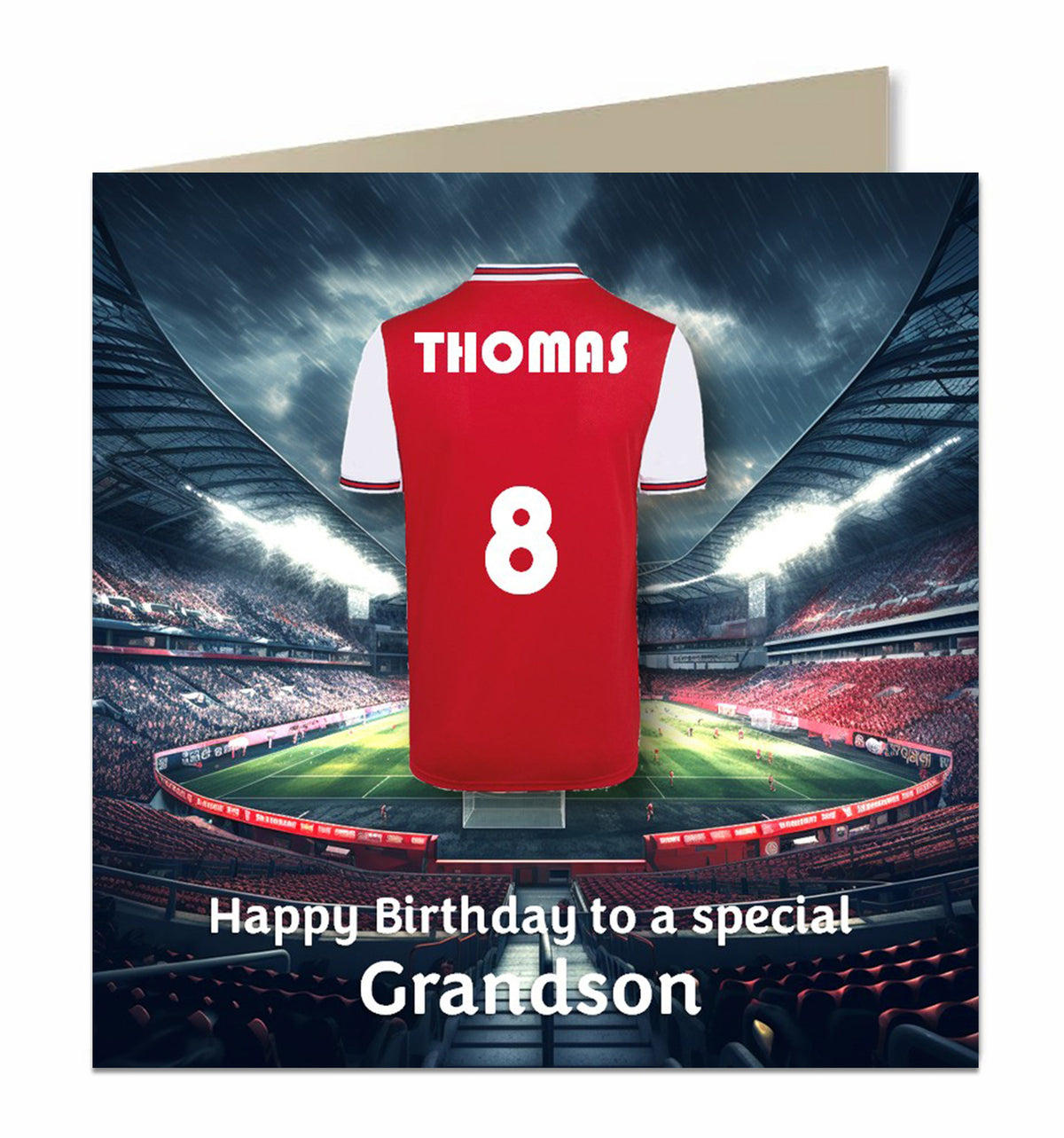 Personalised Birthday Card - Red and White Football Shirt