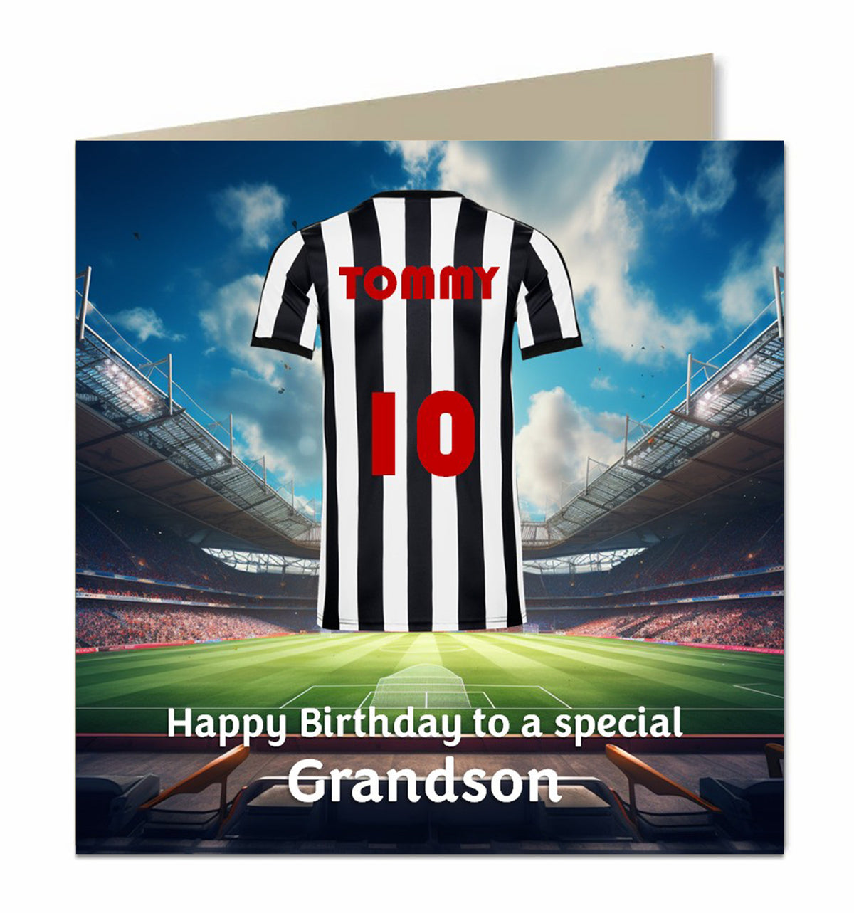 Personalised Birthday Card - Black and White Striped Football Shirt