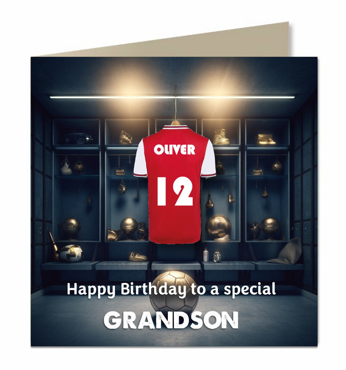Personalised Birthday Card - Red and White Football Shirt