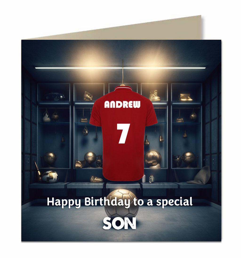 Personalised Birthday Card - Red Football Shirt