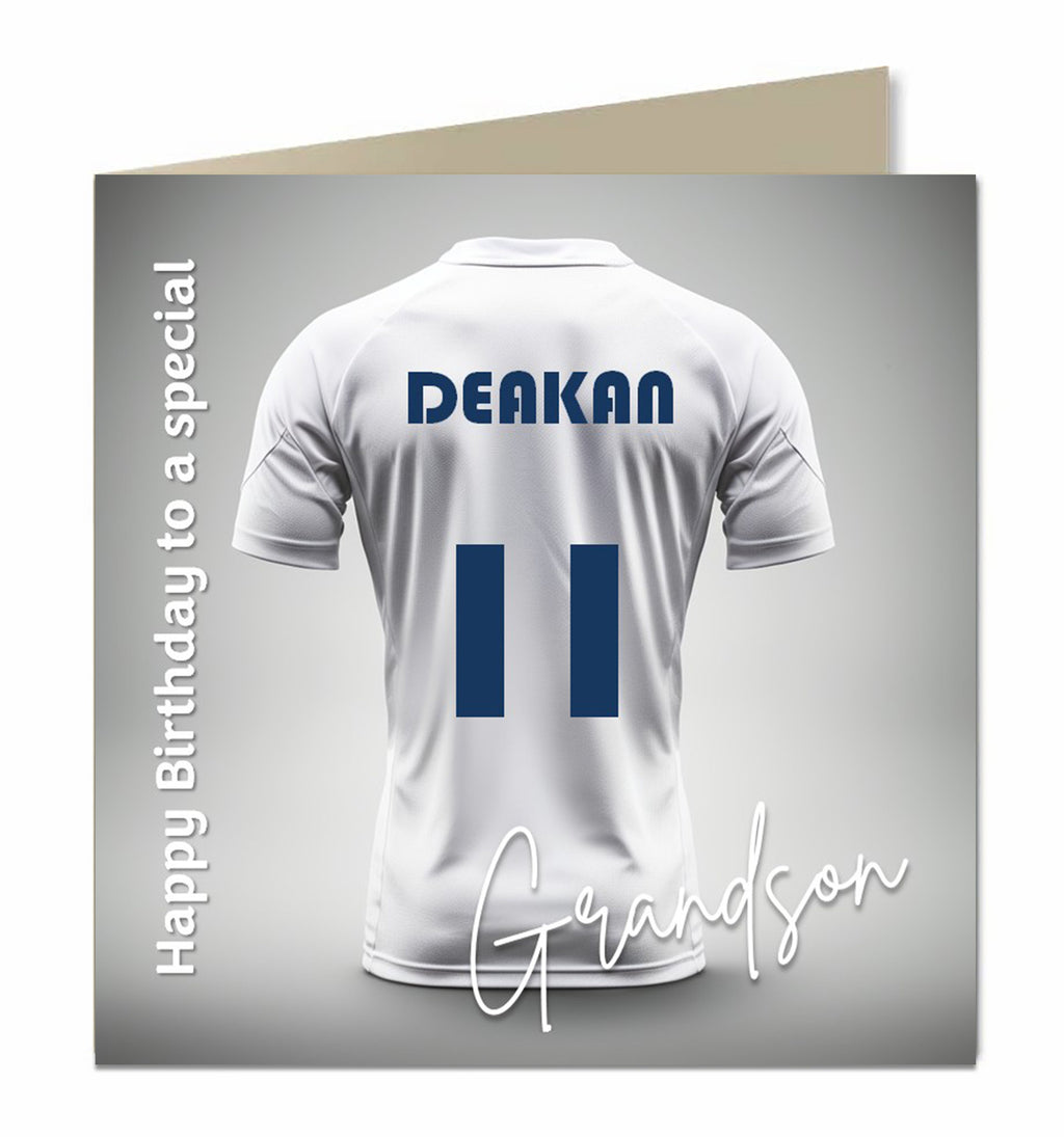 Personalised Birthday Card - White Football Shirt