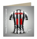 Personalised Birthday Card - Black and White Striped Football Shirt