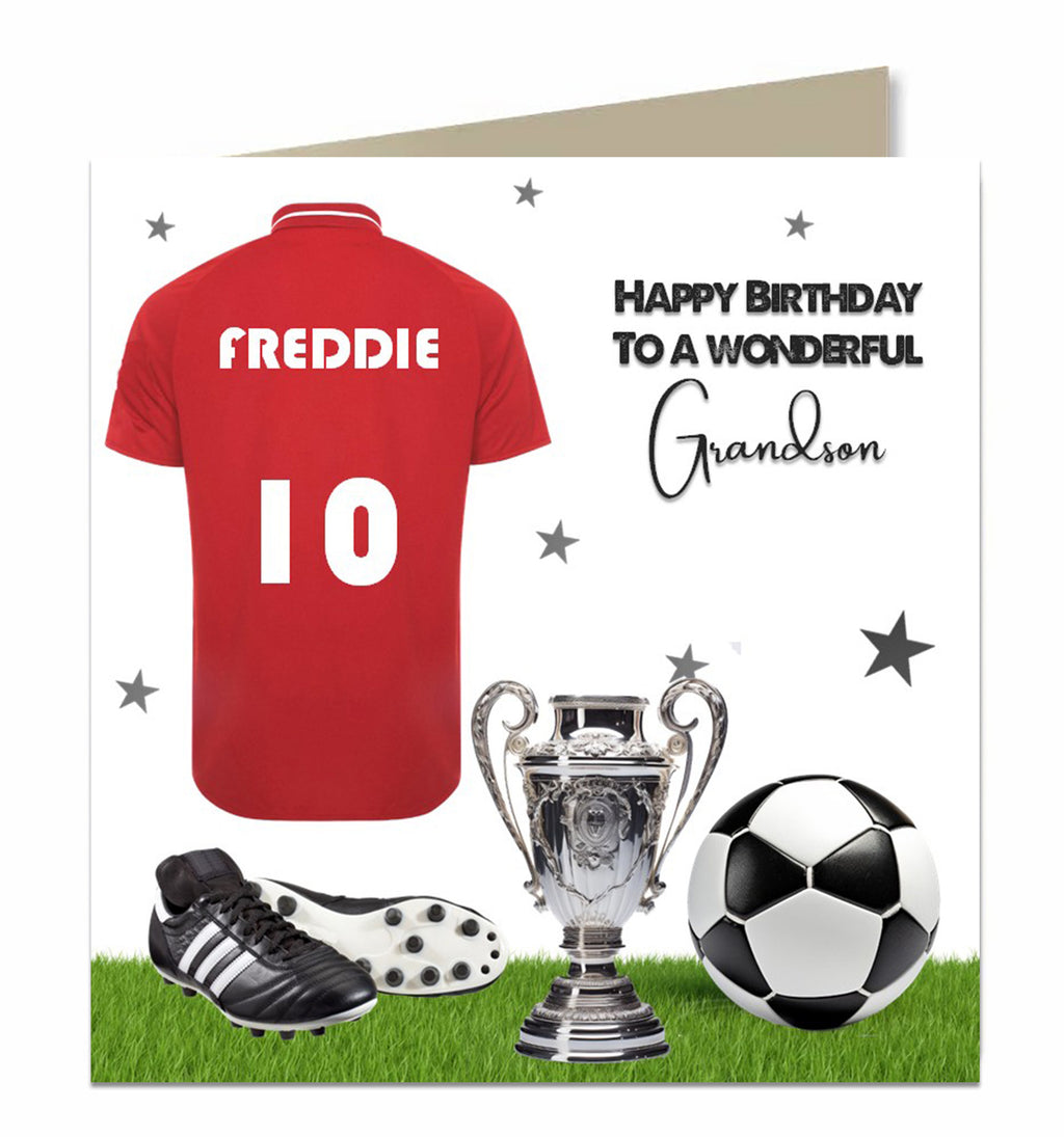 Personalised Birthday Card - Red Football Shirt