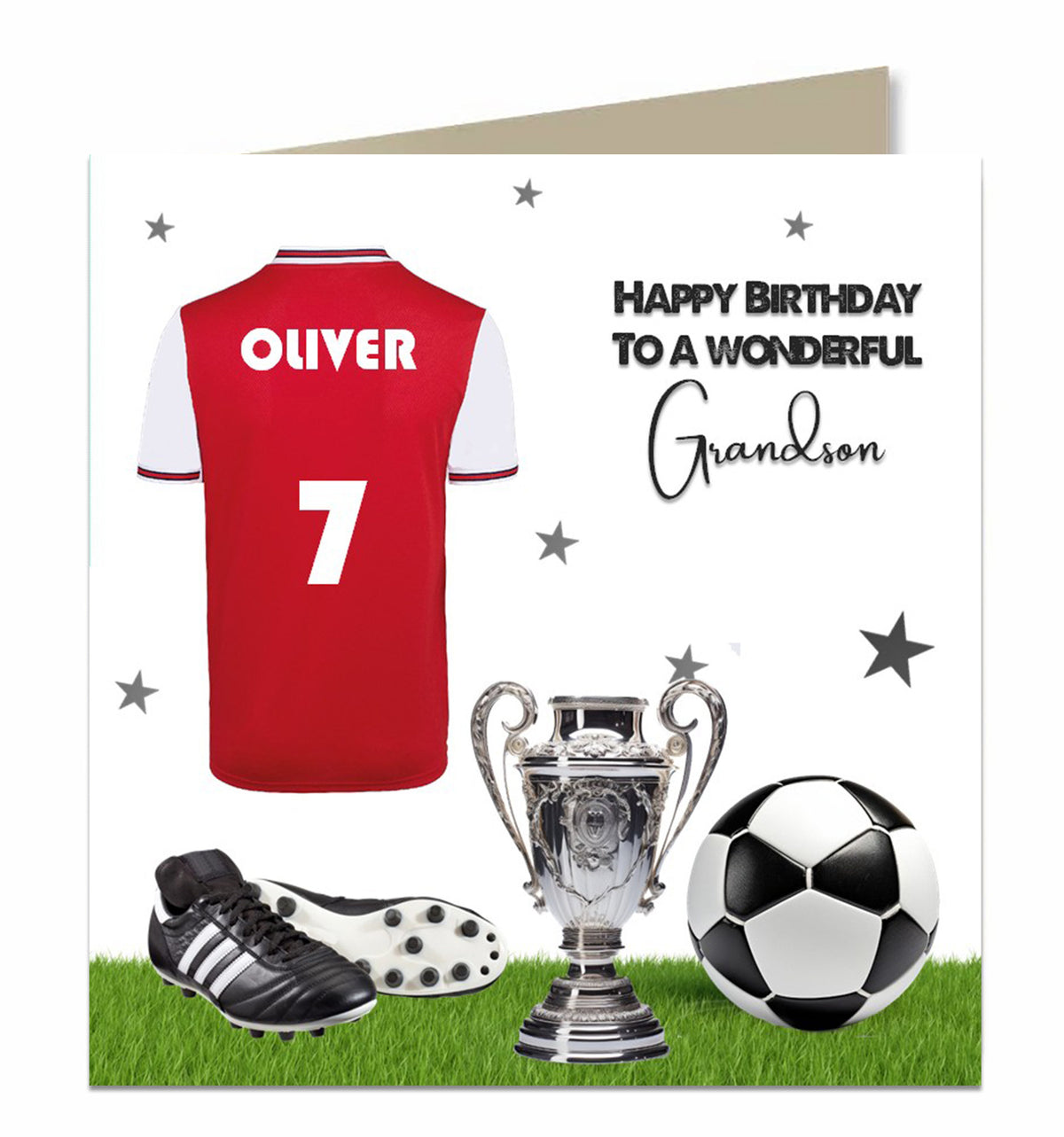 Personalised Birthday Card - Red and White Football Shirt