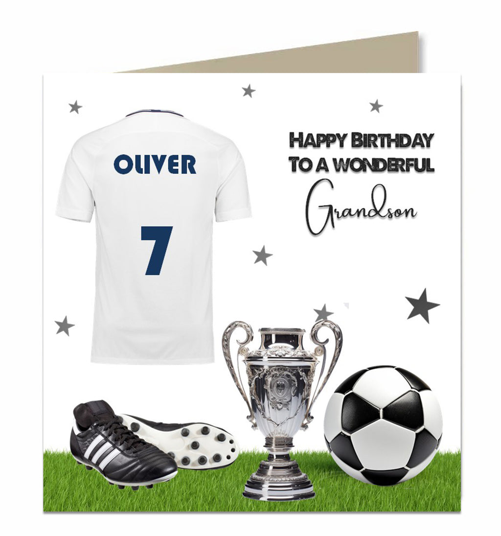 Personalised Birthday Card - White Football Shirt
