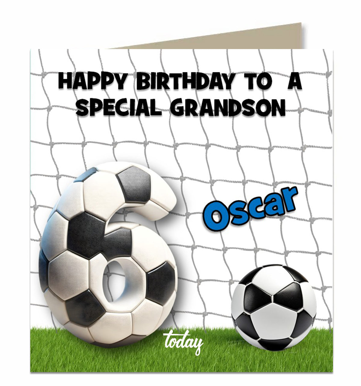 Personalised 6th Birthday Card - Football Birthday Number and Goal Net