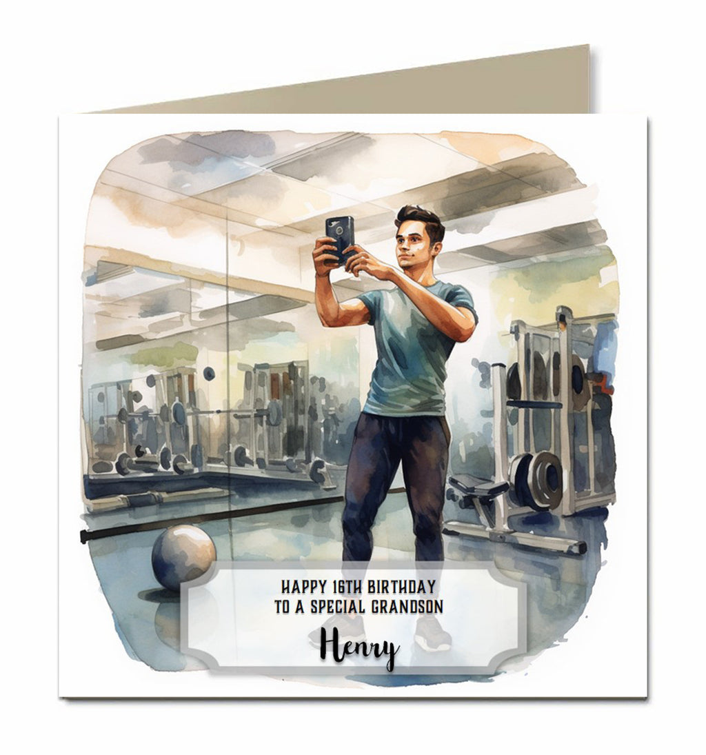 Birthday Card for Grandson, Son, Nephew, Gym,  Personalised