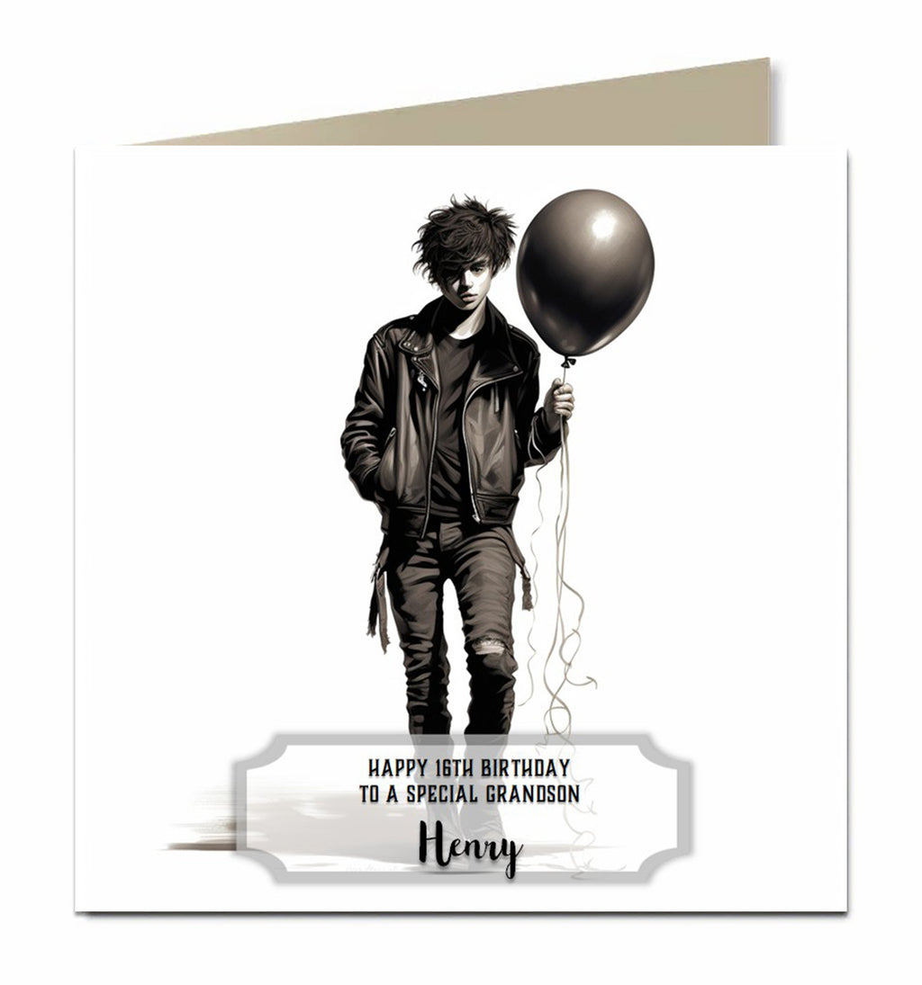 Birthday Card, Male, Boys, Son, Grandson, Nephew, Friend, Boyfriend, Great Grandson, Brother, Teenager, Goth Personalised