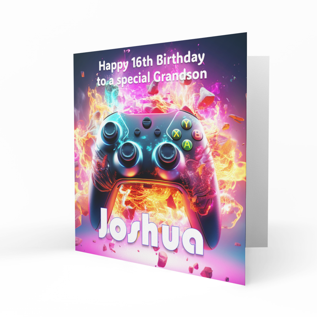 Personalised Birthday Card, Male, Teenage Boys, Son, Grandson, Nephew, Friend, Boyfriend, Gaming, Gamer, Gamepad