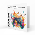 Personalised Birthday Card - Gaming Controller with Flames