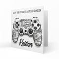 Personalised Birthday Card - Black and White Gaming Controller