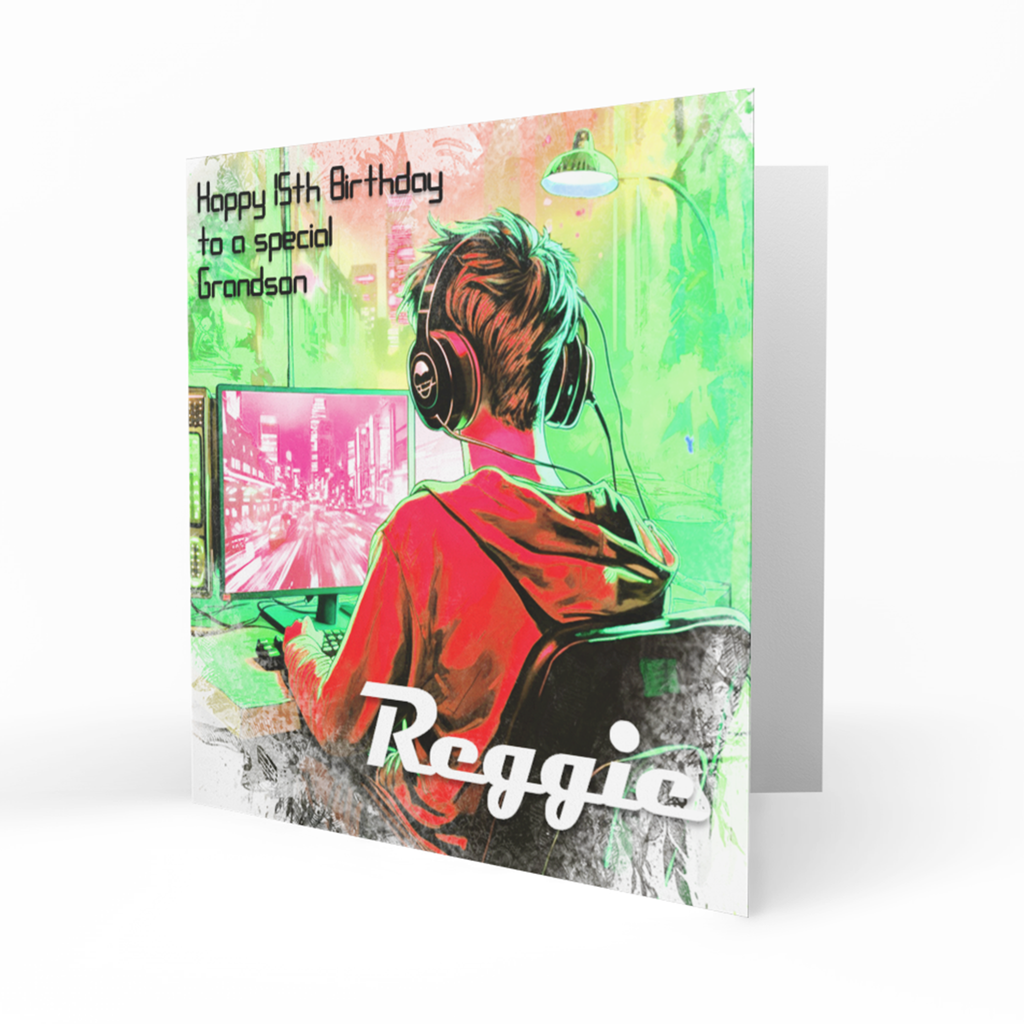 Personalised Birthday Card - Boy Gaming