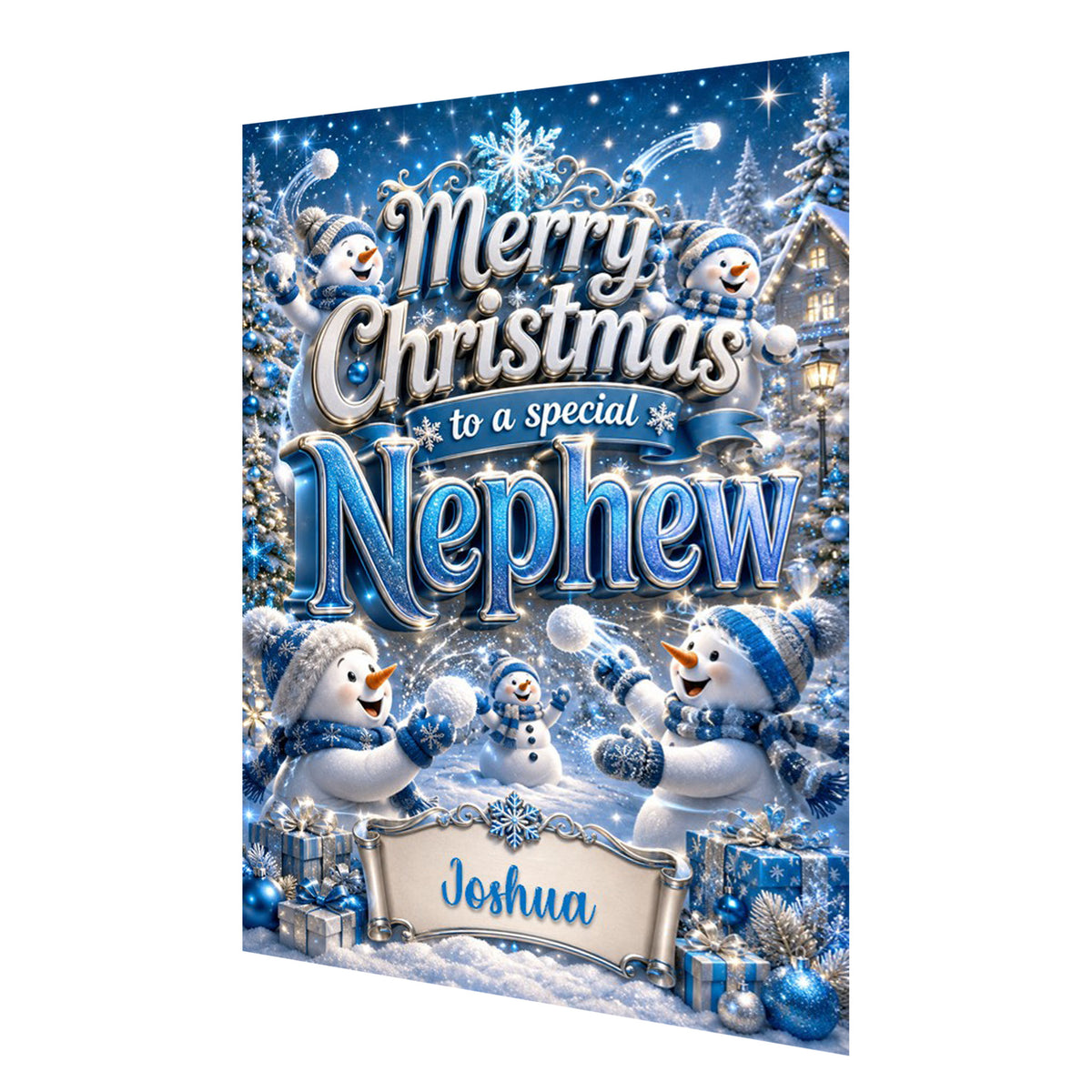 Personalised Christmas Card - Blue Snowmen