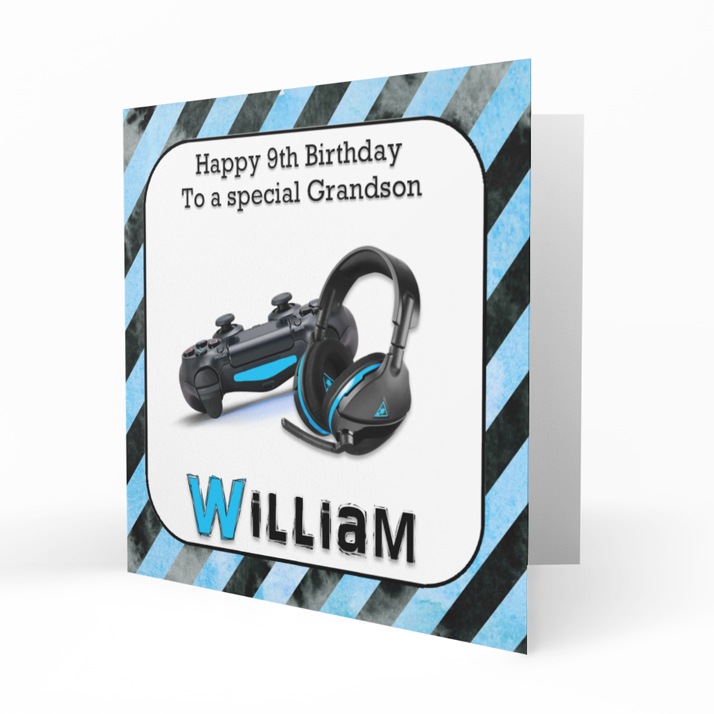Personalised Birthday Card, Male, Teenage Boys, Son, Grandson, Nephew, Friend, Boyfriend, Gaming, Gamer, Gamepad