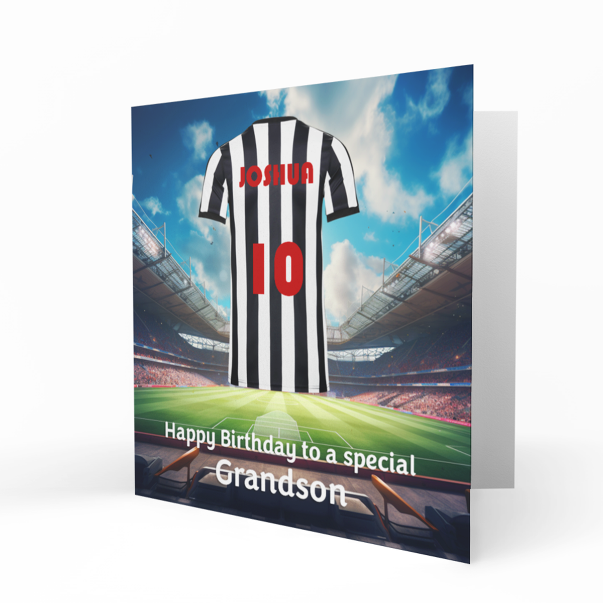 Personalised Birthday Card - Black and White Striped Football Shirt